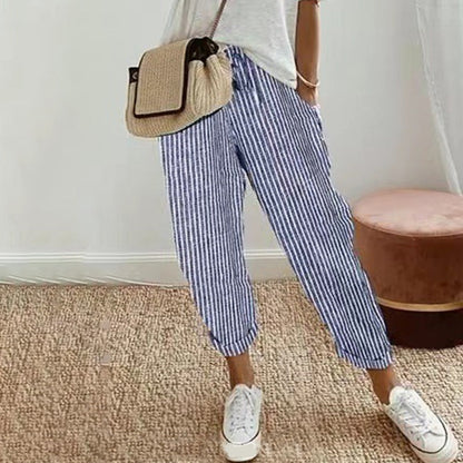 💕What Should I Wear Tomorrow?💕Effortless Style & Comfort With Our Striped Linen Cotton Trousers For Women 👖✨