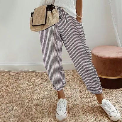 💕What Should I Wear Tomorrow?💕Effortless Style & Comfort With Our Striped Linen Cotton Trousers For Women 👖✨