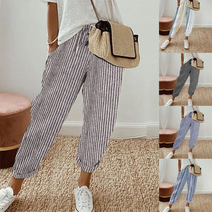 💕What Should I Wear Tomorrow?💕Effortless Style & Comfort With Our Striped Linen Cotton Trousers For Women 👖✨