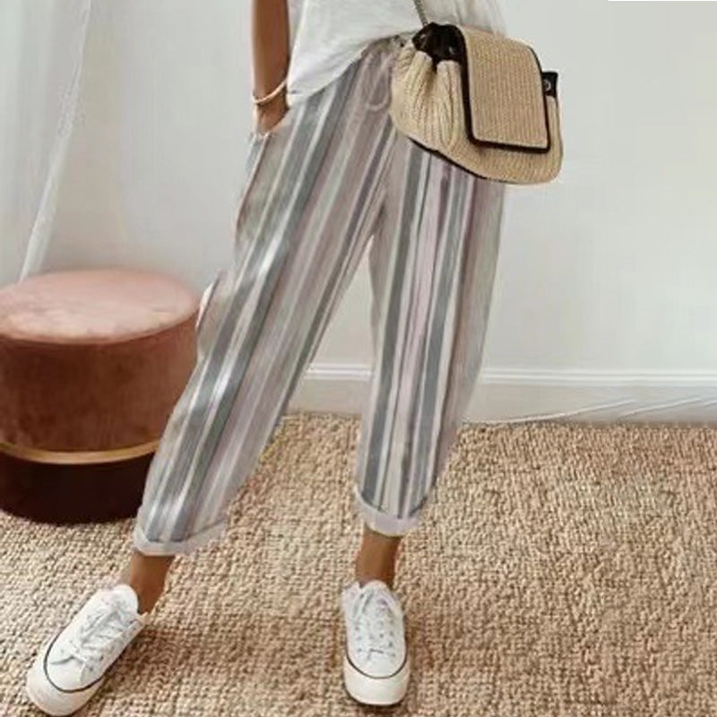 💕What Should I Wear Tomorrow?💕Effortless Style & Comfort With Our Striped Linen Cotton Trousers For Women 👖✨