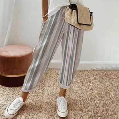💕What Should I Wear Tomorrow?💕Effortless Style & Comfort With Our Striped Linen Cotton Trousers For Women 👖✨