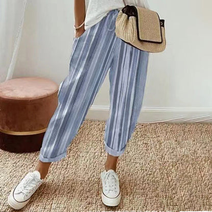 💕What Should I Wear Tomorrow?💕Effortless Style & Comfort With Our Striped Linen Cotton Trousers For Women 👖✨