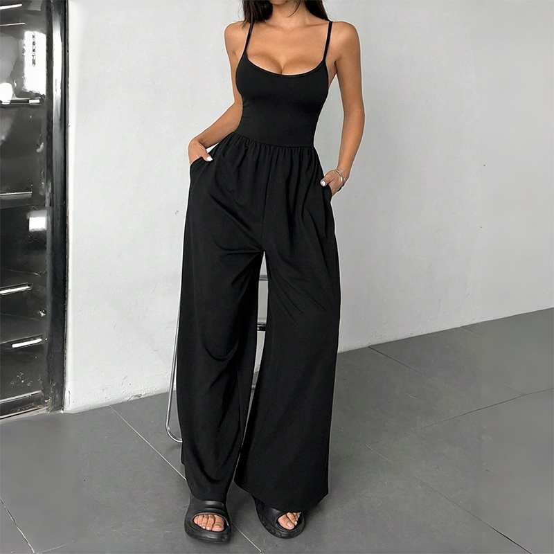 Spaghetti Strap Wide-Leg Jumpsuit with Pockets