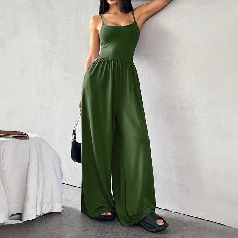 Spaghetti Strap Wide-Leg Jumpsuit with Pockets