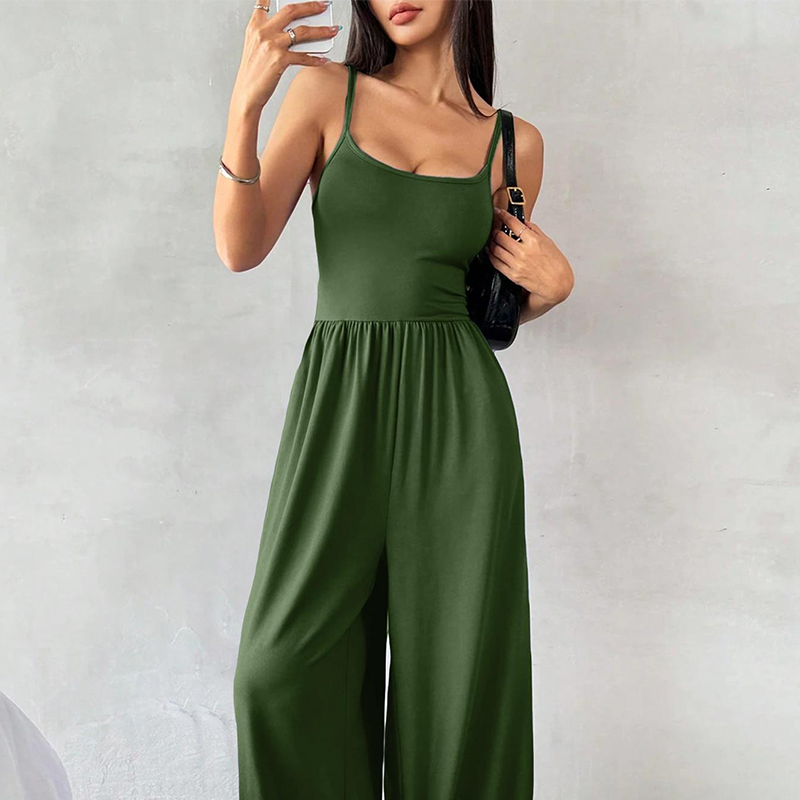 Spaghetti Strap Wide-Leg Jumpsuit with Pockets