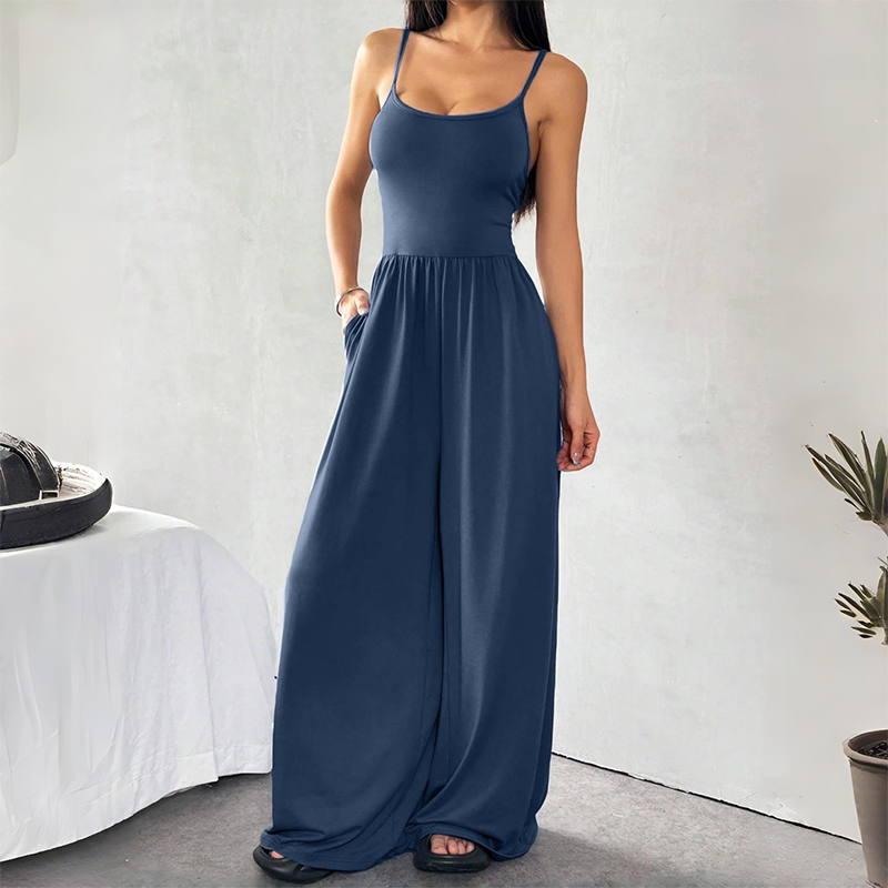Spaghetti Strap Wide-Leg Jumpsuit with Pockets