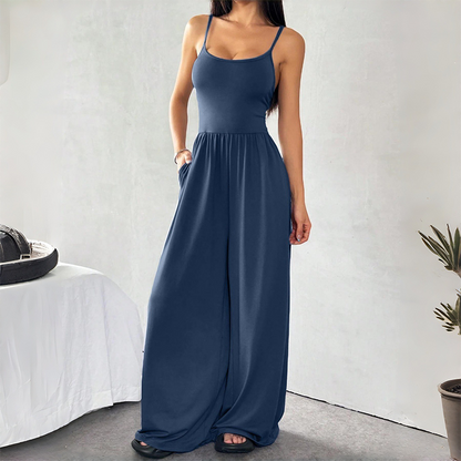 Spaghetti Strap Wide-Leg Jumpsuit with Pockets