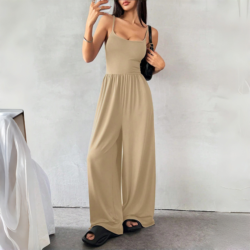 Spaghetti Strap Wide-Leg Jumpsuit with Pockets