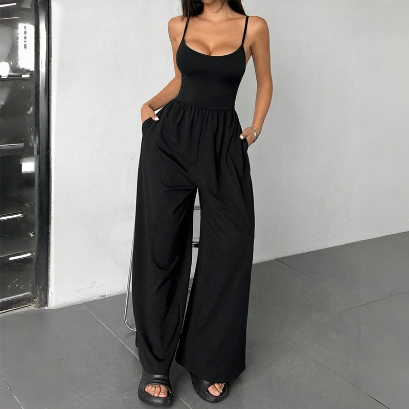 Spaghetti Strap Wide-Leg Jumpsuit with Pockets