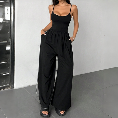 Spaghetti Strap Wide-Leg Jumpsuit with Pockets