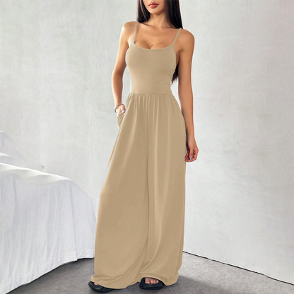 Spaghetti Strap Wide-Leg Jumpsuit with Pockets