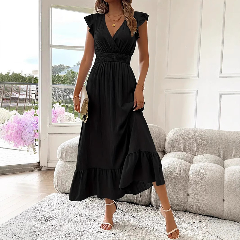 📢50% OFF !!!⏰V-Neck Ruffled Waist-Defining Maxi Dress