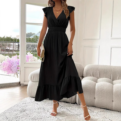 📢50% OFF !!!⏰V-Neck Ruffled Waist-Defining Maxi Dress