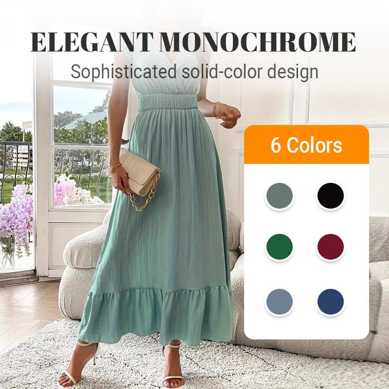 📢50% OFF !!!⏰V-Neck Ruffled Waist-Defining Maxi Dress