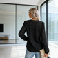 Women's Elegant Crew Neck Hollow-Out Long Sleeve Top