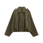 Women's Suede-Like Cropped Bomber Jacket