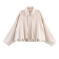 Women's Suede-Like Cropped Bomber Jacket