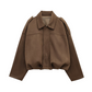 Women's Suede-Like Cropped Bomber Jacket