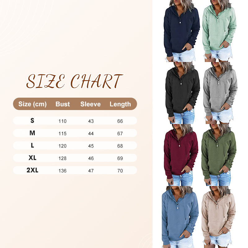 Casual Button-Up Drawstring Pullover Sweatshirt