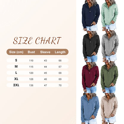 Casual Button-Up Drawstring Pullover Sweatshirt