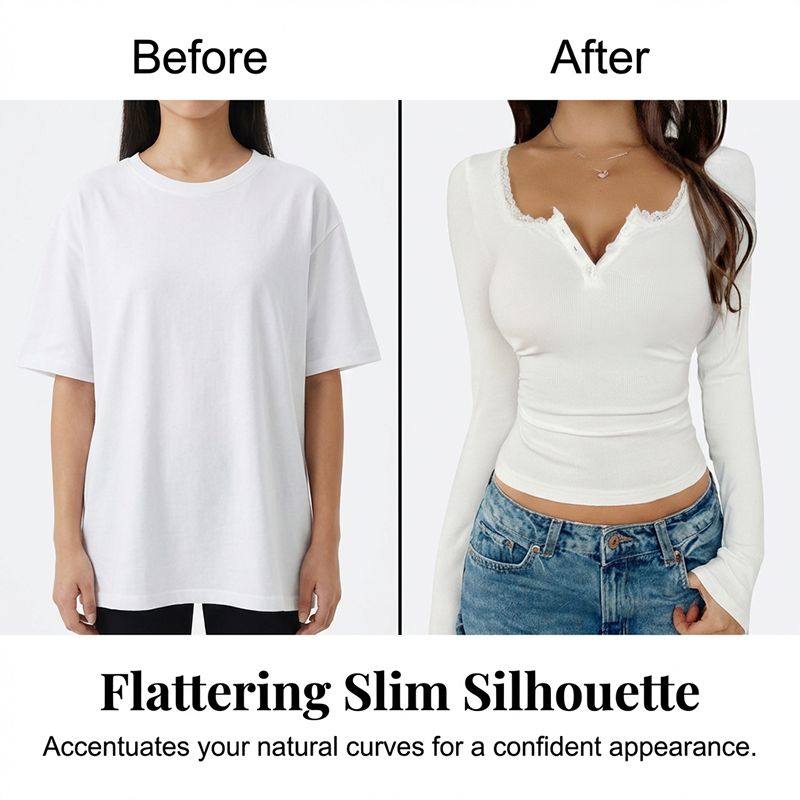 Women's Lace Trim V-Neck Ribbed Top