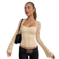 Women's Square Neck Top with Lace Sleeves