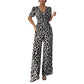 Leopard Print V-Neck Wide-Leg Jumpsuit