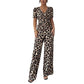 Leopard Print V-Neck Wide-Leg Jumpsuit