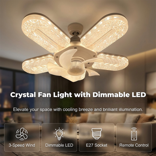 🔥Limited-time 50% off💡 Crystal-Effect LED 5-Blade LED Fan Light