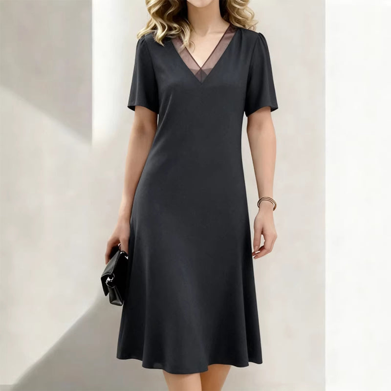 Women's Elegant V-Neck Mesh Dress