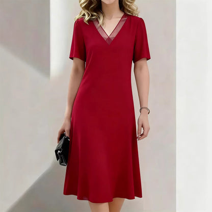 Women's Elegant V-Neck Mesh Dress