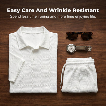 Men Solid Color Casual Short Sleeve Set