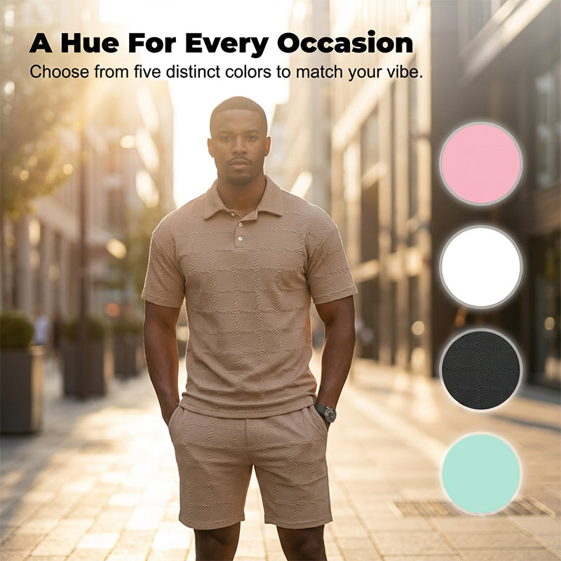 Men Solid Color Casual Short Sleeve Set