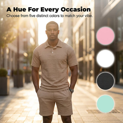 Men Solid Color Casual Short Sleeve Set