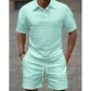 Men Solid Color Casual Short Sleeve Set