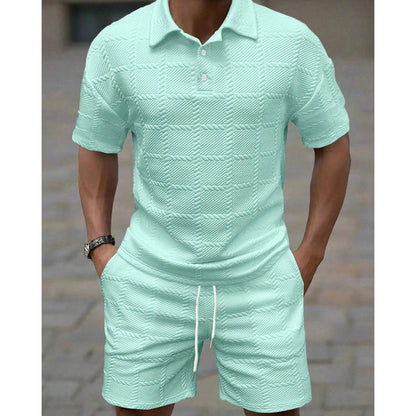 Men Solid Color Casual Short Sleeve Set