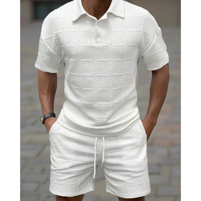 Men Solid Color Casual Short Sleeve Set