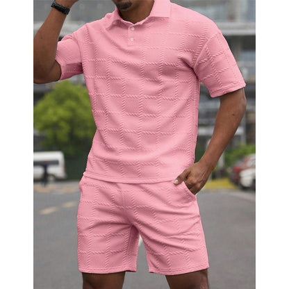 Men Solid Color Casual Short Sleeve Set
