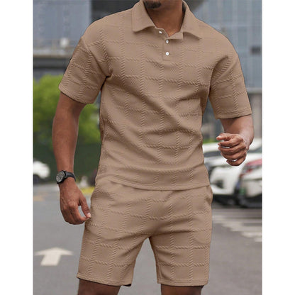 Men Solid Color Casual Short Sleeve Set