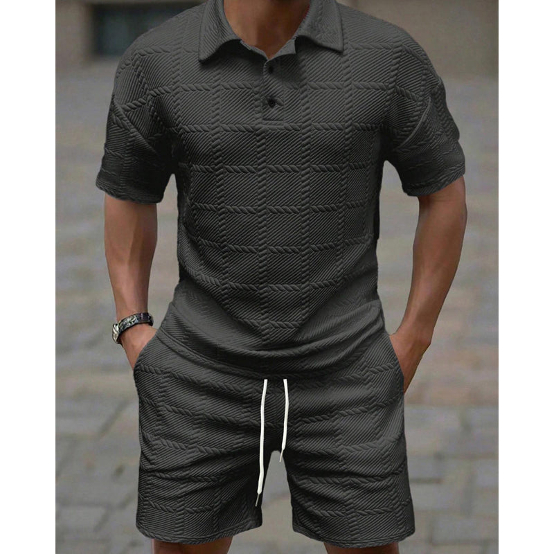 Men Solid Color Casual Short Sleeve Set