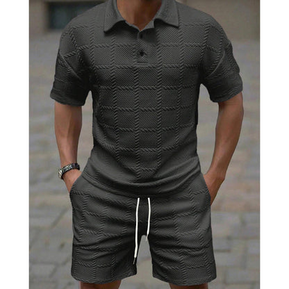Men Solid Color Casual Short Sleeve Set