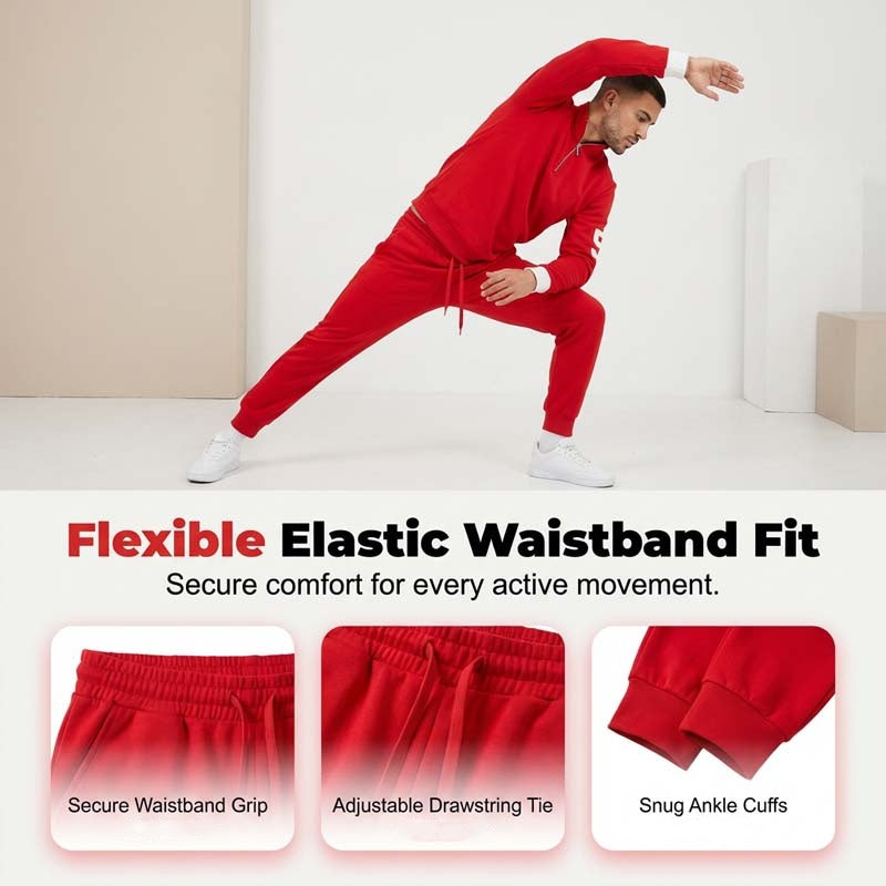 Men's Quarter Zip Pullover & Sweatpants Set