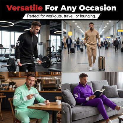 Men's Quarter Zip Pullover & Sweatpants Set