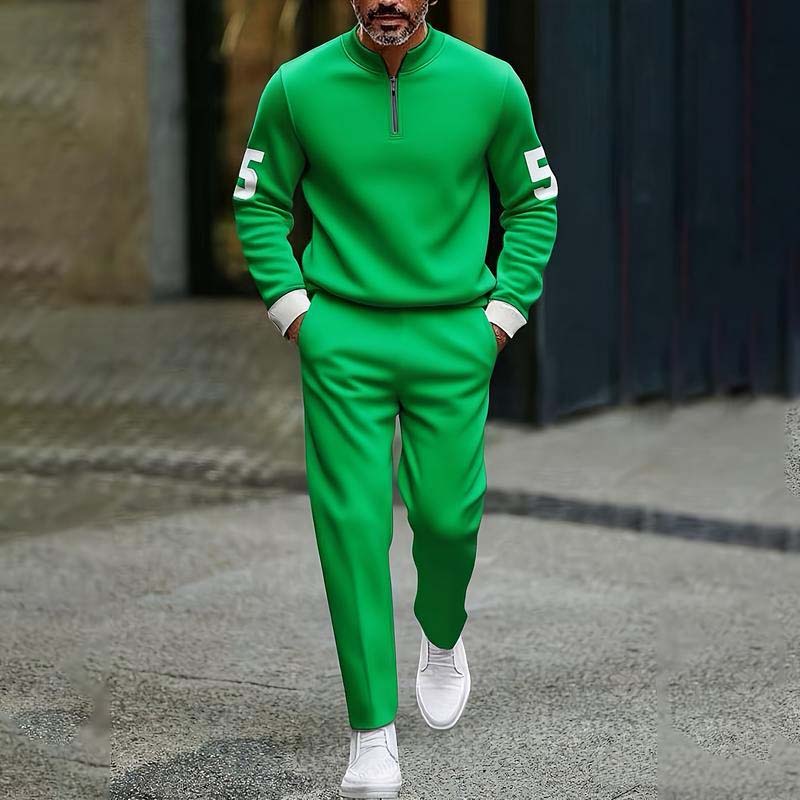 Men's Quarter Zip Pullover & Sweatpants Set