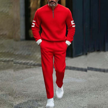 Men's Quarter Zip Pullover & Sweatpants Set
