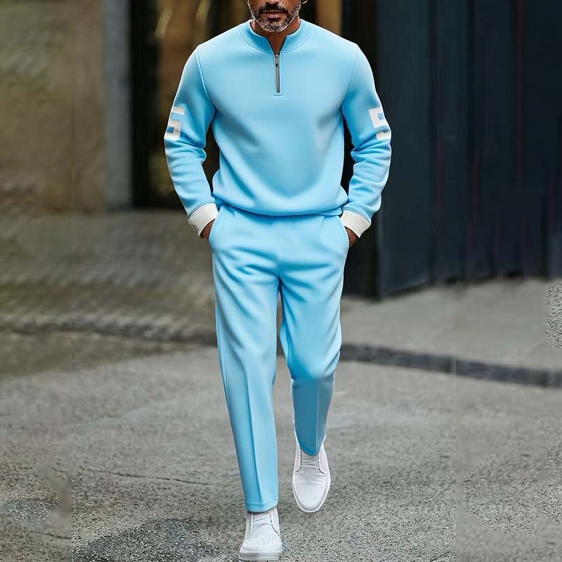 Men's Quarter Zip Pullover & Sweatpants Set