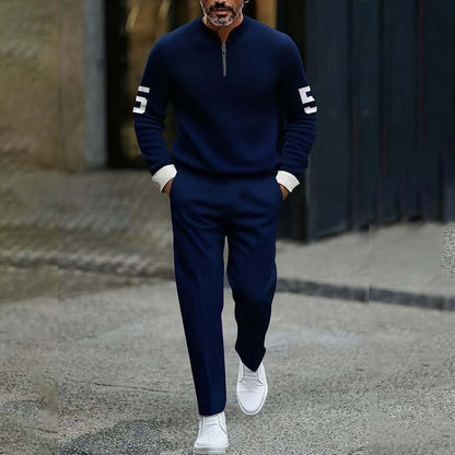 Men's Quarter Zip Pullover & Sweatpants Set
