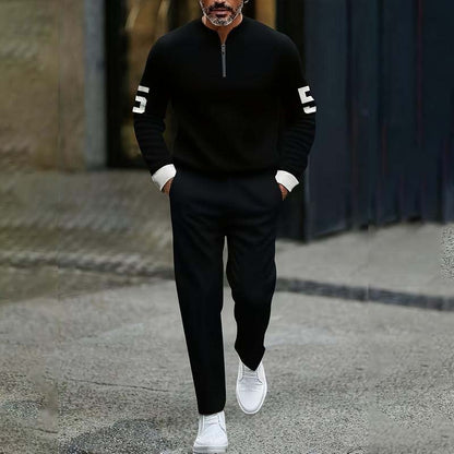 Men's Quarter Zip Pullover & Sweatpants Set