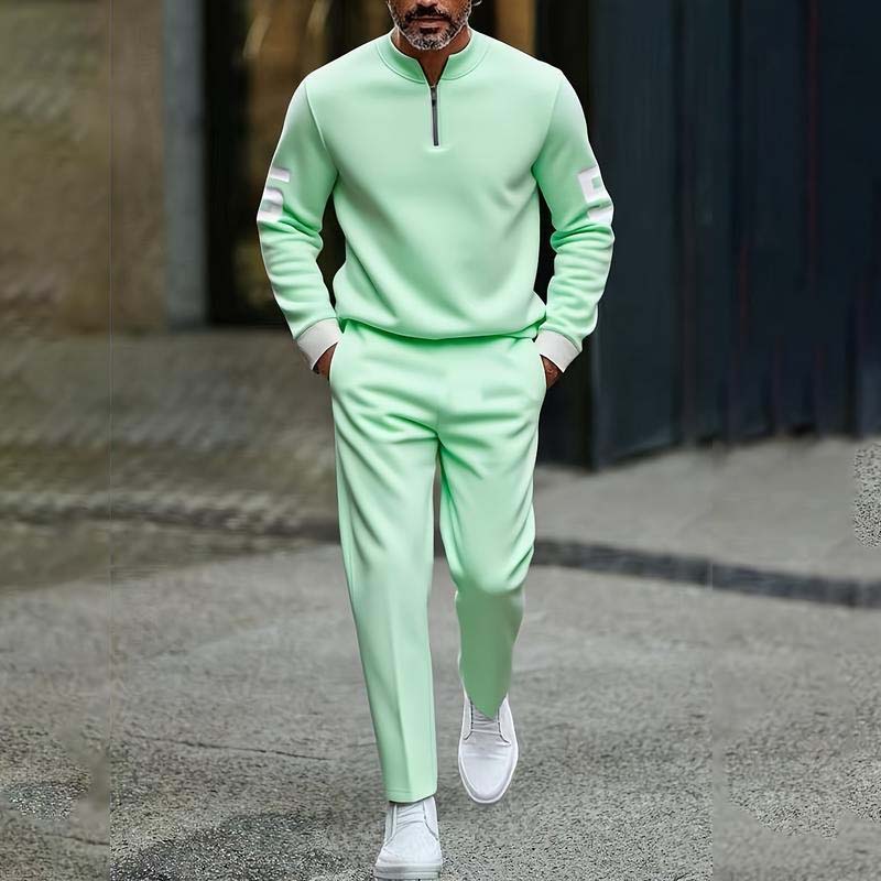 Men's Quarter Zip Pullover & Sweatpants Set