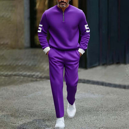 Men's Quarter Zip Pullover & Sweatpants Set